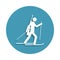 Silhouette biathlon icon in badge style. One of Winter sports collection icon can be used for UI, UX