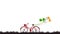 Silhouette of Bicycle on the grass with balloons motion animation