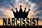 Silhouette of the Big Crown lies on the word Narcissist