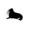 Silhouette of big walrus with tusks, black outline vector illustration isolated.