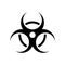 Silhouette Biohazard icon. Outline biological hazard logo. Black illustration of dangerous virus, microorganism, bacteria. Flat