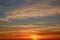 Silhouette bird in fiery colorful sunset sky