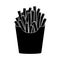 Silhouette black french fries in paper pack