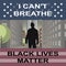 Silhouette of a black man on a street in the USA. Protest Banner about Human Right of Black People in US. I can`t