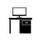 Silhouette black pc desk office drawers icon