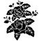 Silhouette black rose motif flower