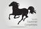 Silhouette of black running horse - vector illustration of horse