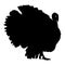 Silhouette black turkey on a white background