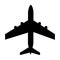 Silhouette of black and white aircraft in the sky, isolated. Vector Illustration