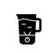 Silhouette blender with transparent bowl, blades and waves of mixed drink. Outline icon of kitchen appliances. Black illustration