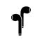 Silhouette bluetooth earphones icon. Outline logo. Black simple illustration of wire less accessory for smartphone, mobile devices