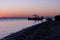 Silhouette of boat of Florida fish and wildlife officers