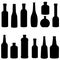 Silhouette of bottle set vector