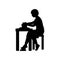 Silhouette boy working on pottery wheel