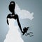 Silhouette of a bride.