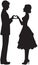 Silhouette of bride and groom