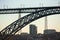 Silhouette of a bridge Dom Luis I at evening, Porto