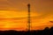 silhouette of Broadcast radio antenna.