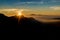 Silhouette Bromo mountain in the sunrise