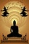 silhouette buddha on gold background