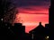 Silhouette of buildings in the evening, at sunset