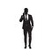 Silhouette Business Man Speaking Cell Smart Phone Call Isolated