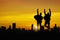 Silhouette of business people team and successful teamwork group