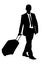 A silhouette of a business traveler