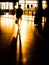 Silhouette businessman in airport preparing for departure