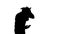 Silhouette Businessman horse head being shocked while walking and using smartphone.