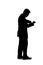 Silhouette of Businessman Standing and Waiting