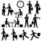 Silhouette Businessman - vector set. Walking and running , waiting for, at work. Man sit at the table. Business meeting. Vector i