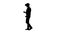 Silhouette Businessman in virtual reality headset walking in virtual world.