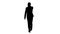 Silhouette Businessman walking and looking far away.