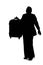 Silhouette of a Businesswoman Traveling with Luggage