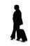 Silhouette of a Businesswoman Traveling with Luggage