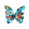 Silhouette of a butterfly with watercolor colorful abstract back