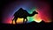 Silhouette of Camel Under the Northern Lights, Made with Generative AI