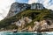 Silhouette of Capri island on Tyrrhenian Sea in Italy