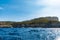 Silhouette of Capri island on Tyrrhenian Sea in Italy