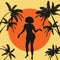 Silhouette of carribean, latin or african american woman dancing salsa, bachata, merengue, cha-cha, mambo or aother