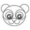 silhouette cartoon cute face panda bear with expressive eyes