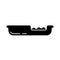 Silhouette Cat tray with side and entrance. Outline icon of yoilet filler, pet cleaning. Black illustration of animal poop in