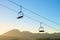 Silhouette of a chairlift in Candanchu, Pyrenees