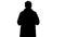 Silhouette Charming man in trench coat walking and talking to camera.