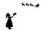 Silhouette child holds letter for Santa. Happy Merry Christmas