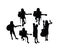 Silhouette of Children Learning the Guitar