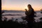 Silhouette of christian man hand praying,spirituality and religion,man praying to god.