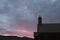 Silhouette of church at sunset, Bodie, California