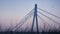 Silhouette city bridge evening sky background. Gloomy skyline before sunset.